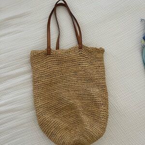 Stylish Tan Woven Tote Bag